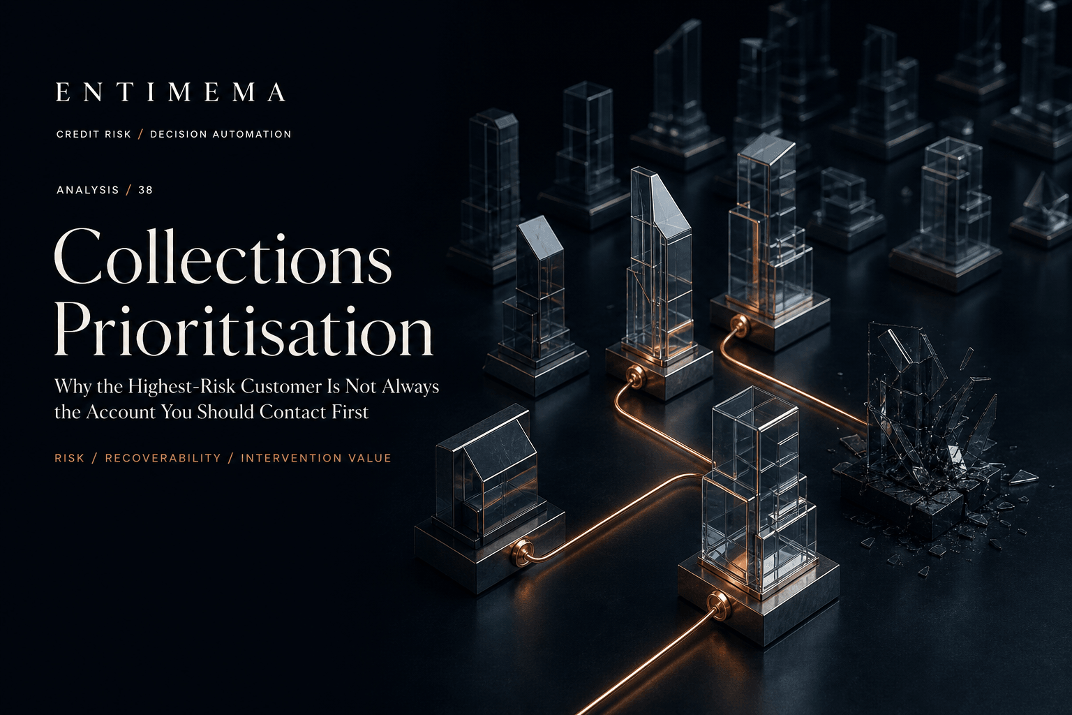 Entimema Insights cover showing scarce copper intervention paths bypassing the most visibly damaged structure and reaching glass-and-steel accounts whose outcomes remain recoverable.